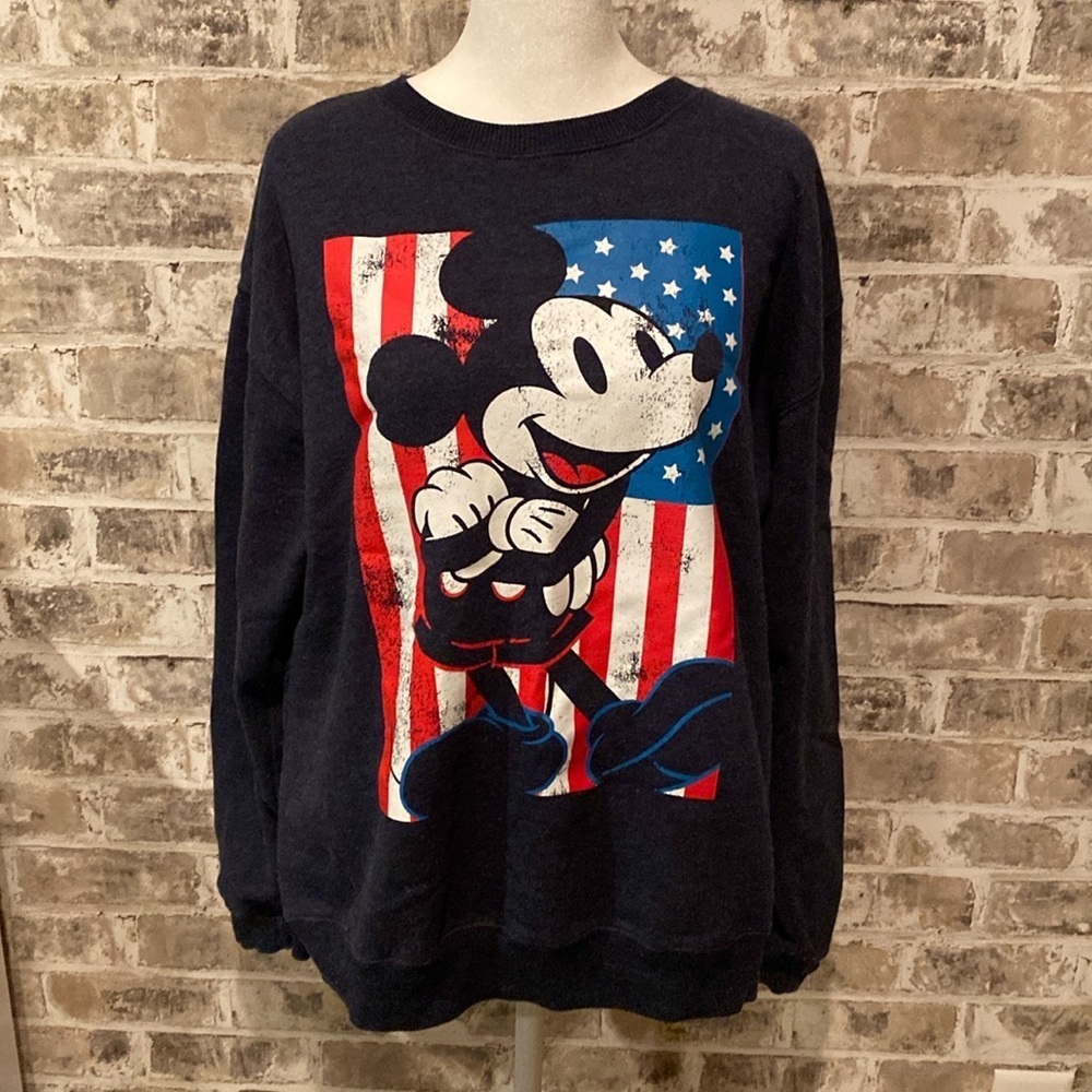 Disney Mickey Mouse sweatshirt. Size XS. Crew neck. Blue with Mickey. Patriotic. - Picture 3 of 14